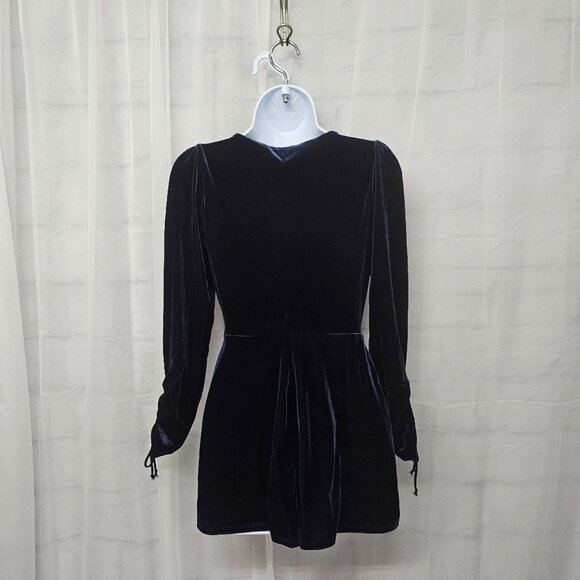 Urban Outfitters Navy Blue Velour Minimalist Goth Jumpsuit Romper Size S - Picture 6 of 11